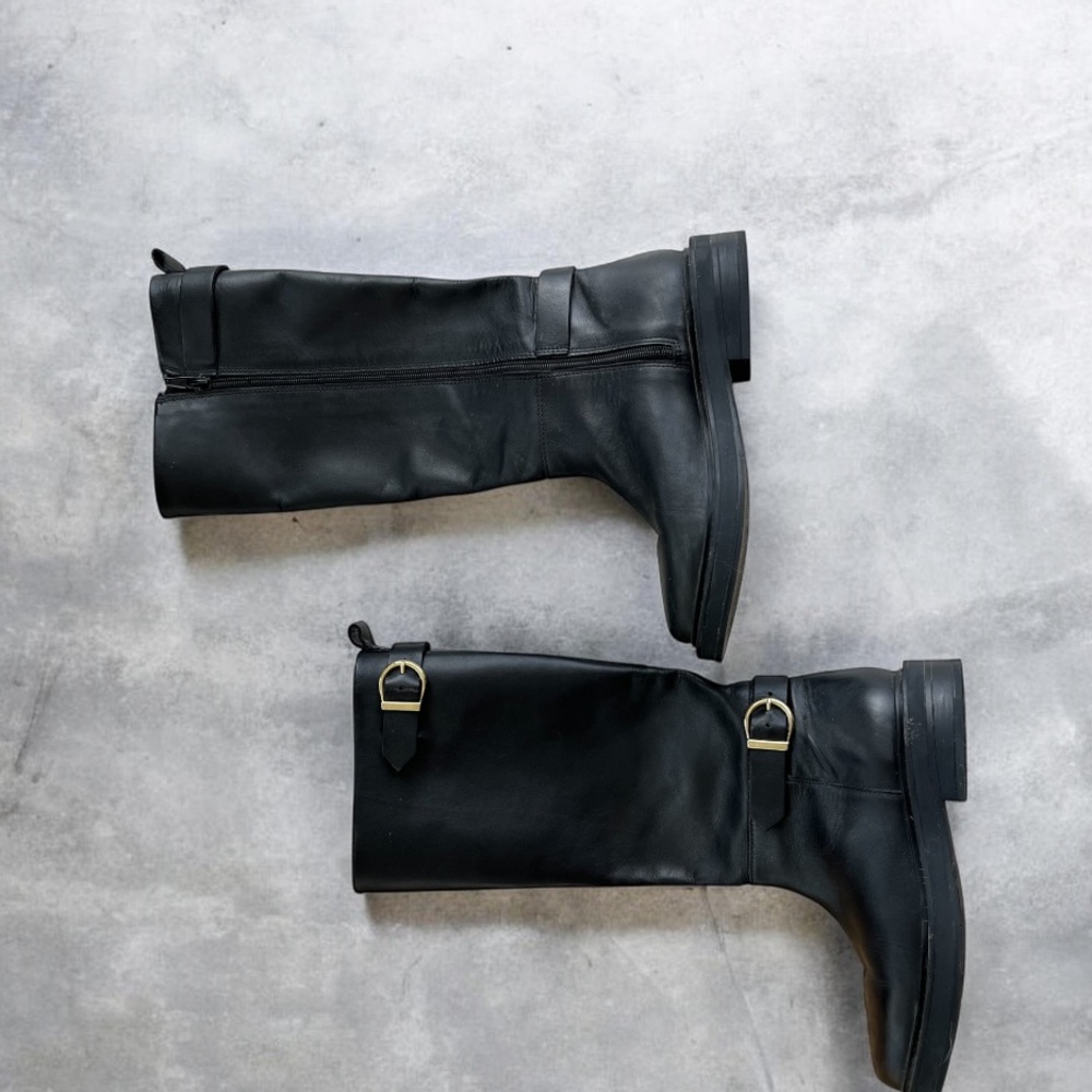Zara Black Leather Riding Boots